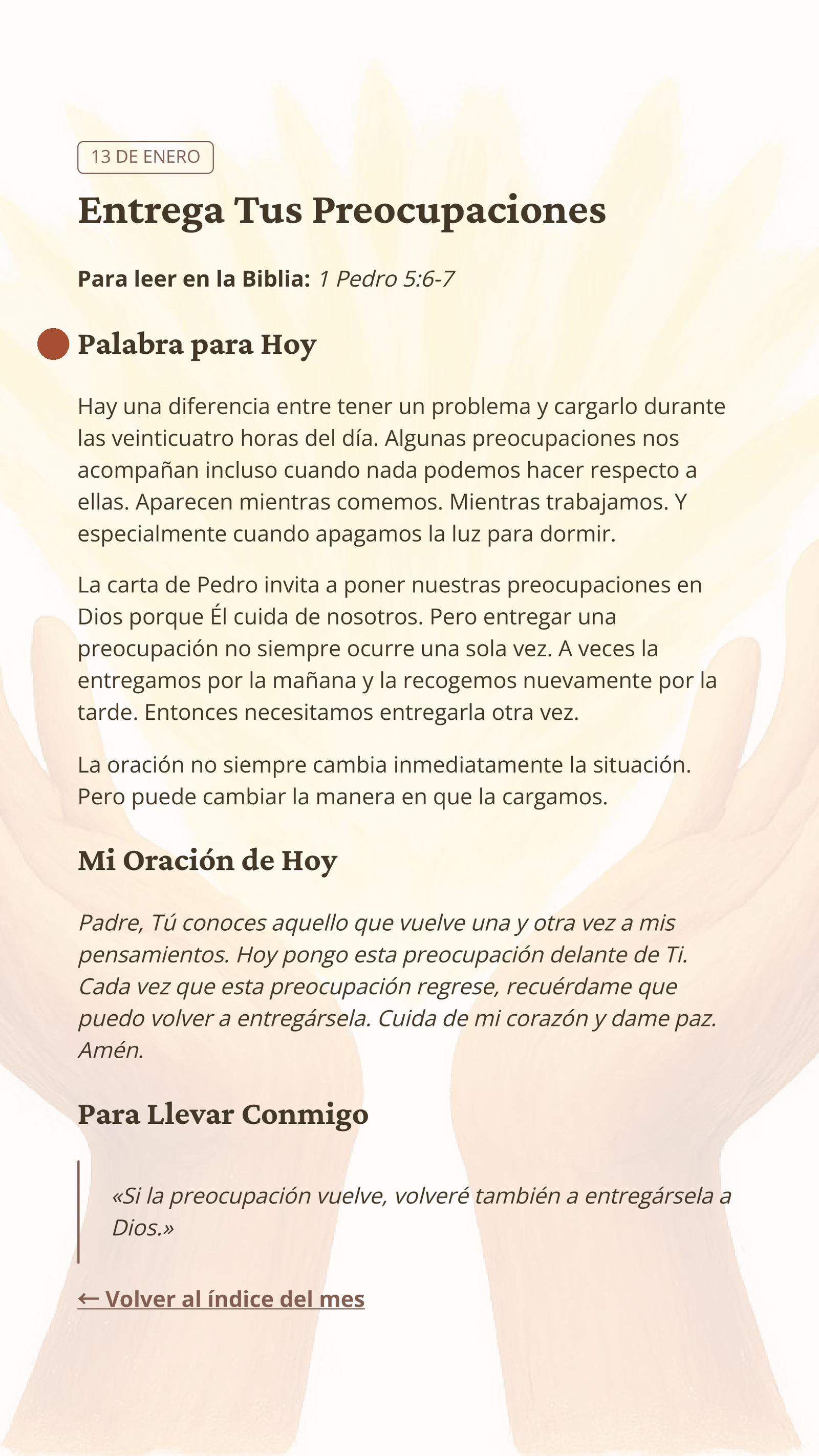 Página real Entrega tus preocupaciones